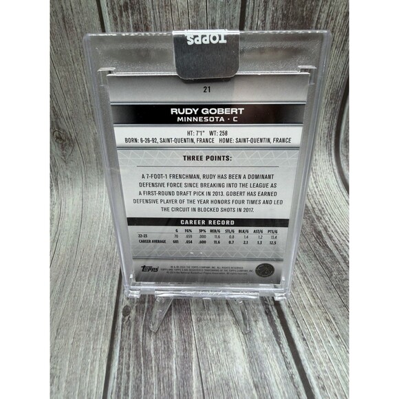 2023-24 Topps Three Rudy Gobert 1/49 #21 Minnesota Timberwolves - Picture 9 of 11